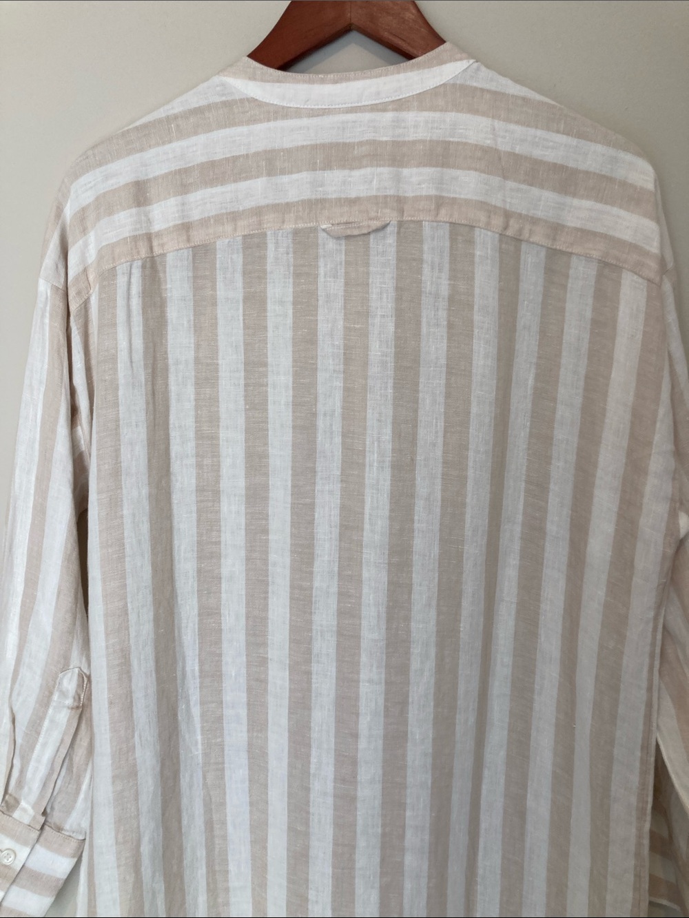 H&M NWT Striped Button-Front Linen Shirt Dress in Beige & White XS - Picture 6 of 8
